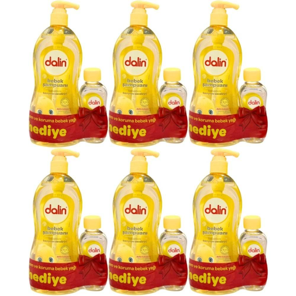 Dalin Bebek Şampuanı Klasik 700ML Pompalı + Bebek Yağı Hediye 100ML (Nem Koruma) (6 Lı Set)