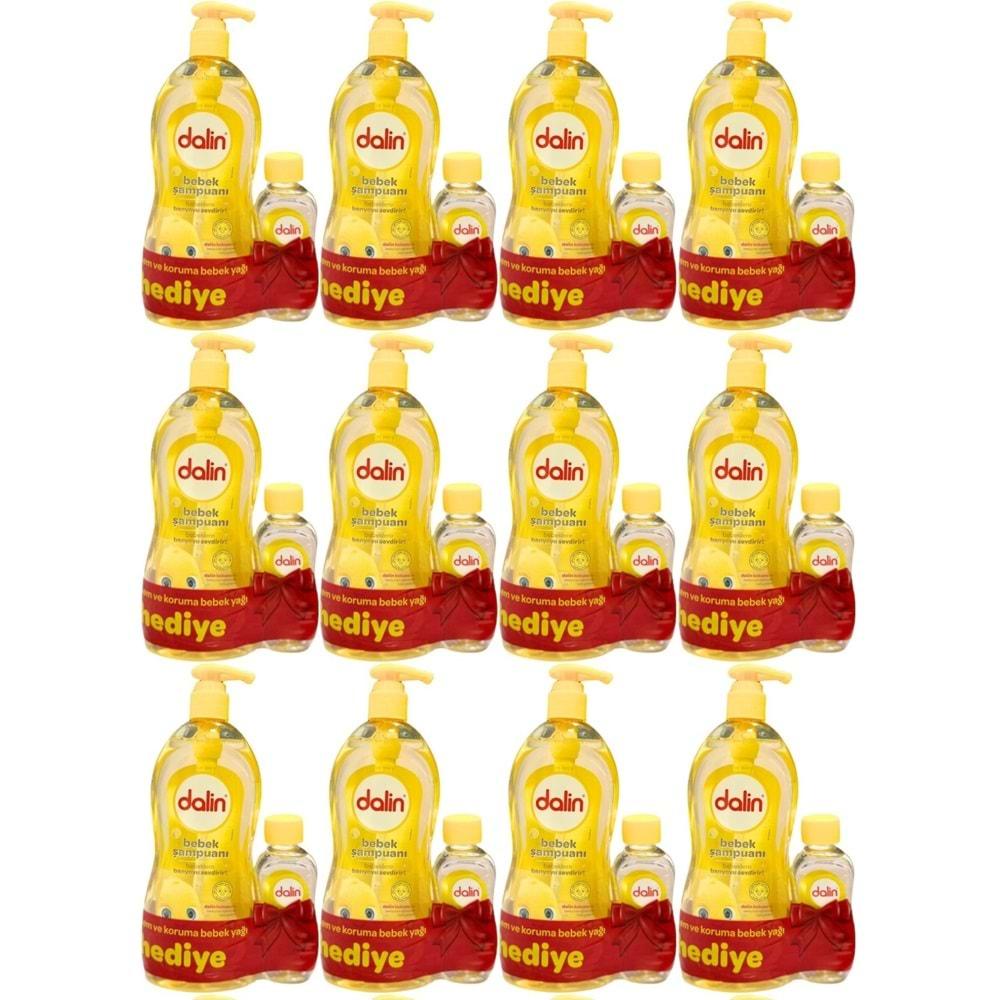 Dalin Bebek Şampuanı Klasik 700ML Pompalı + Bebek Yağı Hediye 100ML (Nem Koruma) (12 Li Set)