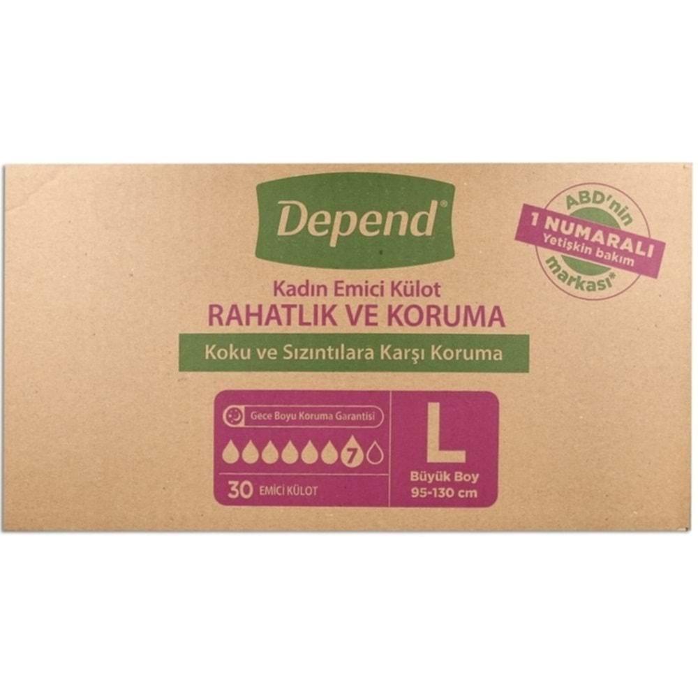 Depend Emici Külot Hasta Bezi Large - Büyük Kadın 150 Adet (5PK*30)