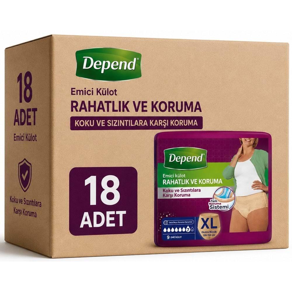 Depend Emici Külot Yetişkin Bezi XL - Extra Large Kadın 18 Adet (2PK*9)