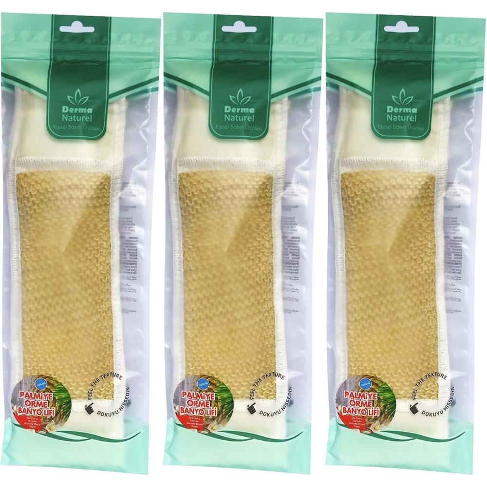 Derma Naturel Palmiye Örme İpli Banyo Kemeri (8*24CM) (3 Lü Set)