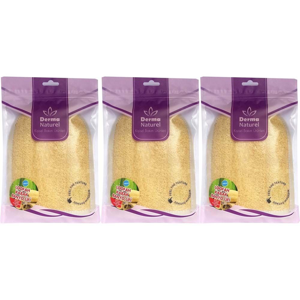 Derma Naturel Loofah Kabak Havlu Banyo Eldiveni (15*24CM) MS-11 (3 Lü Set)