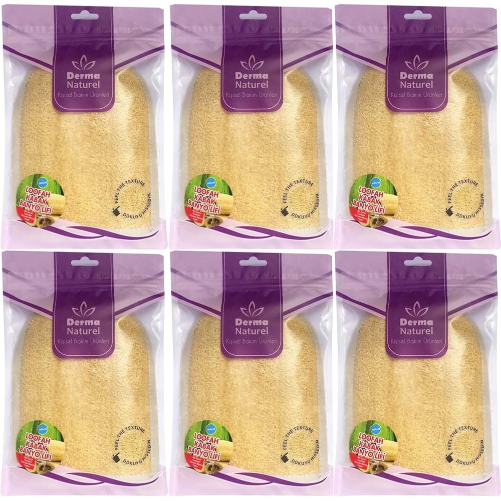 Derma Naturel Loofah Kabak Havlu Banyo Eldiveni (15*24CM) MS-11 (6 Lı Set)