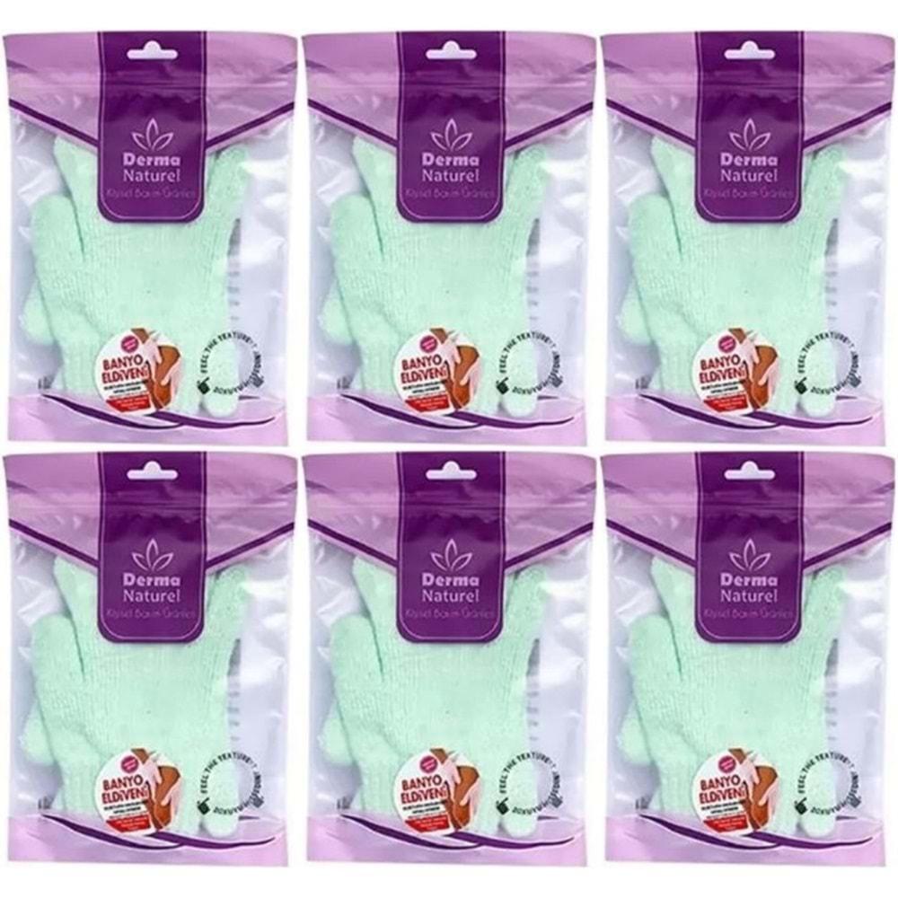 Derma Naturel Parmaklı Banyo Eldiveni MS-23 (6 Lı Set)