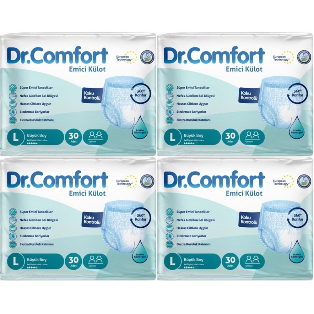 Dr.Comfort Hasta Bezi Yetişkin Emici Külot L-Büyük 120 Adet (4Pk*30)