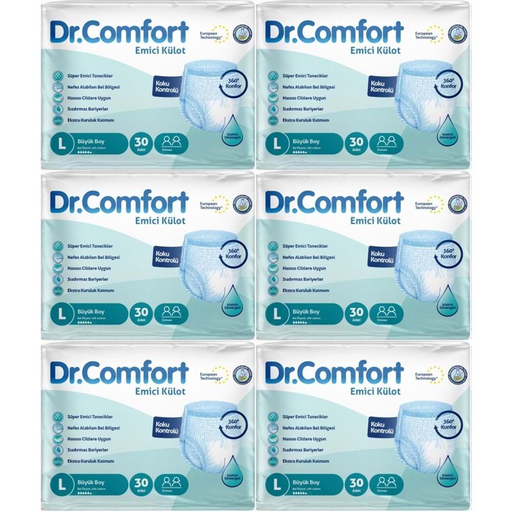 Dr.Comfort Hasta Bezi Yetişkin Emici Külot L-Büyük 180 Adet (6Pk*30)