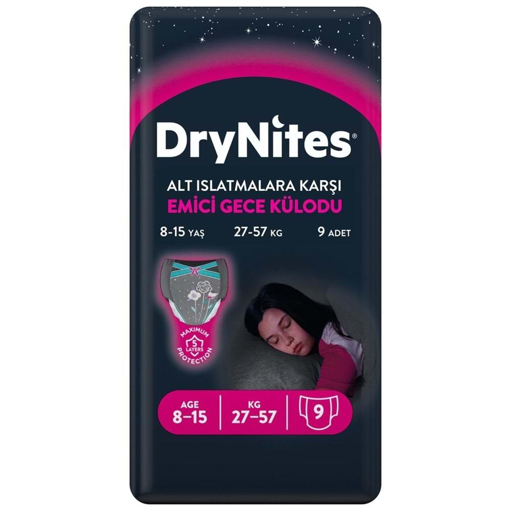 Drynites Emici Gece Külodu/Külot Bez Kız 8-15 Yaş (27-57KG) Large 27 Adet (3PK*9) (Alt Islatmalara Karşı)