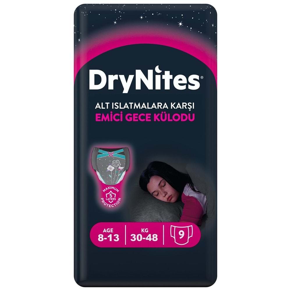 Drynites Emici Gece Külodu/Külot Bez Kız 8-13 Yaş 30-48KG Large 54 Adet 6PK*9 Alt Islatmalara Karşı