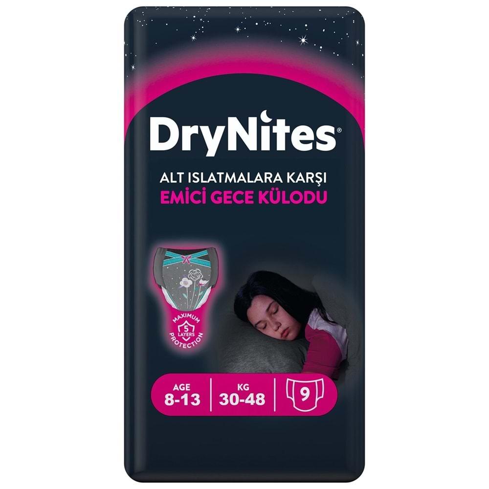 Drynites Emici Gece Külodu/Külot Bez Kız 8-13 Yaş (30-48KG) Large 108 Adet (12PK*9) (Alt Islatmalara Karşı)