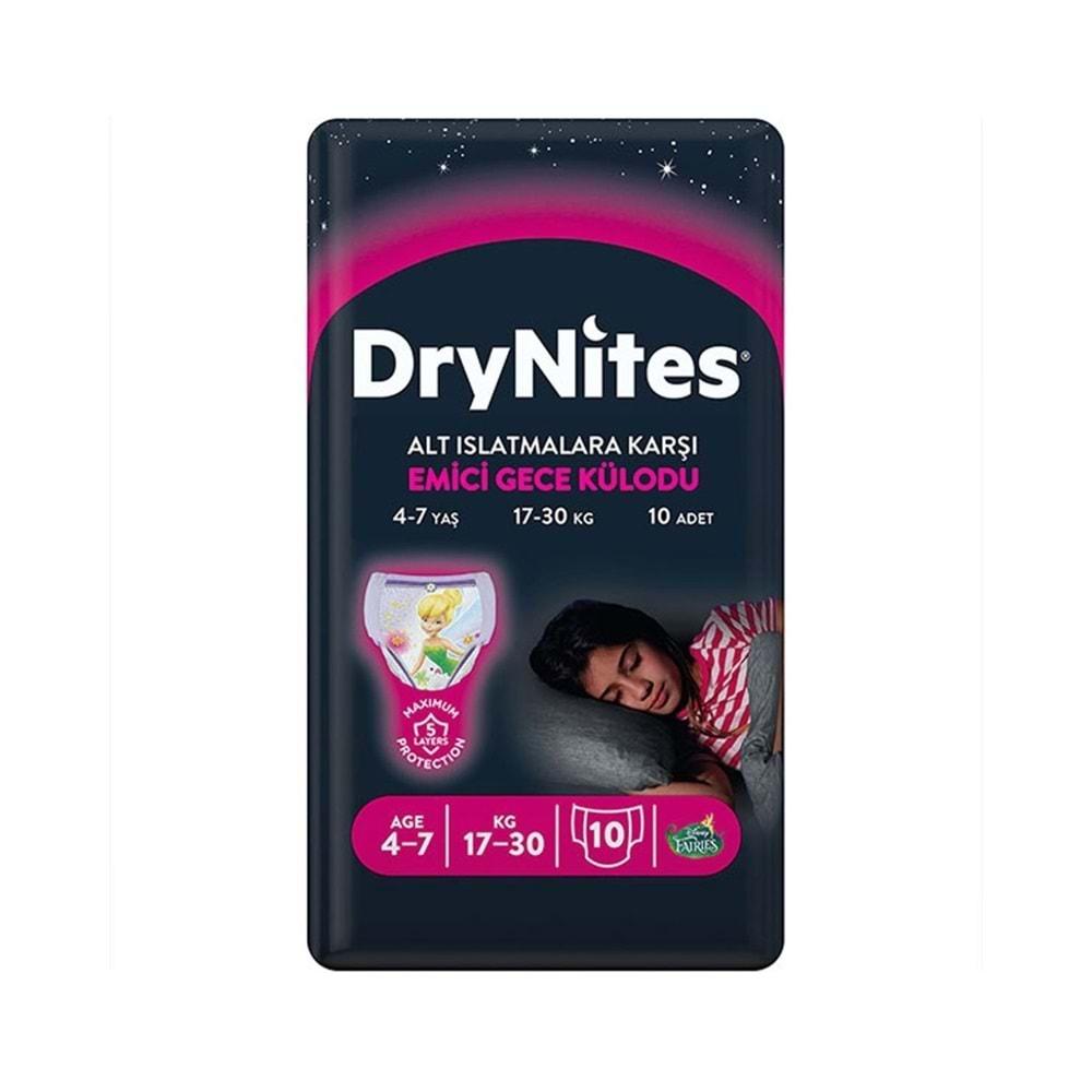 Drynites Emici Gece Külodu/Külot Bez Kız 4-7 Yaş (27-30KG) Large 120 Adet (12PK*10) (Alt Islatmalara Karşı)