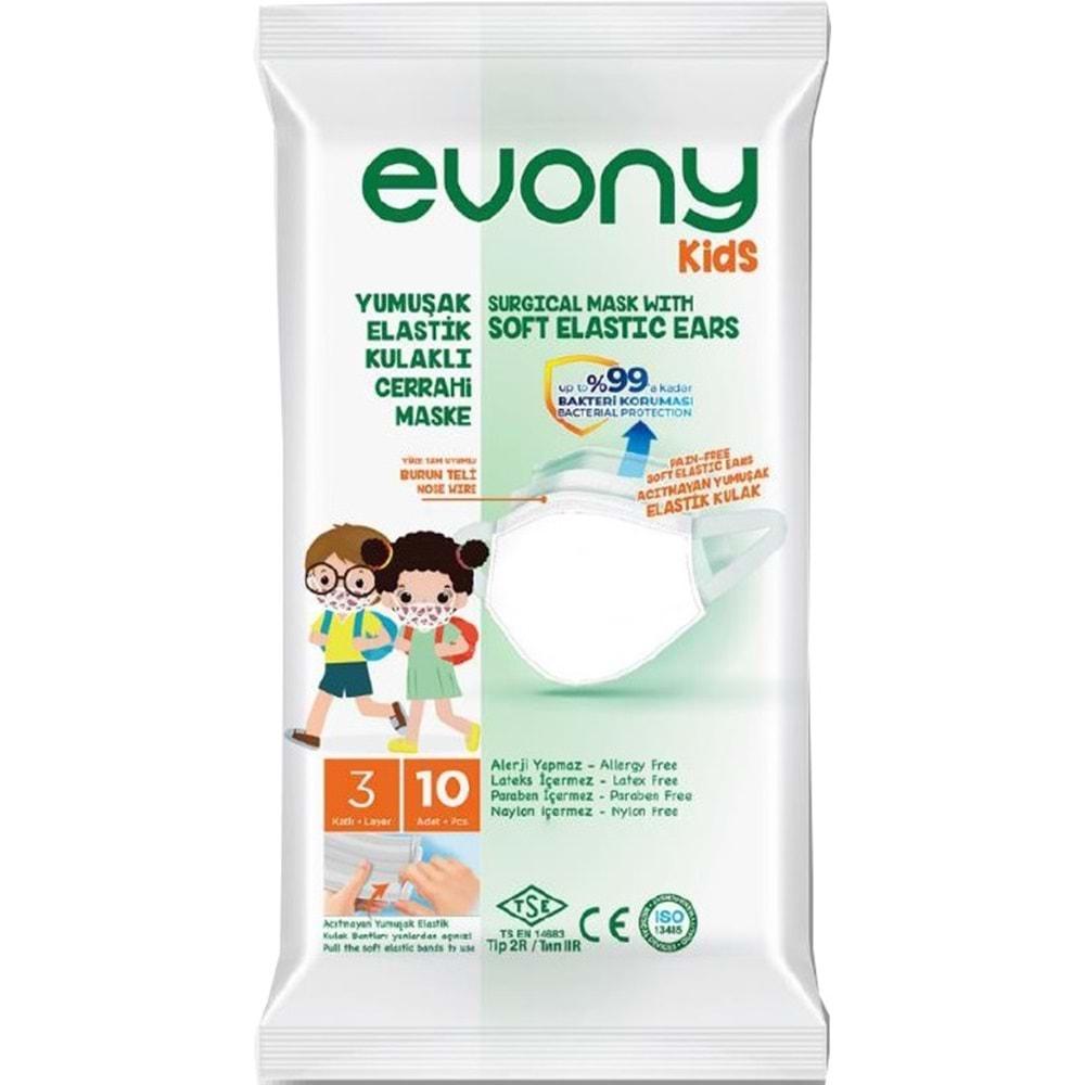 Evony 3 Katlı Filtreli Burun Telli Cerrahi Maske (Kids Çoçuklar İçin) 120 Li Set (12Pk*10) (Desenli)