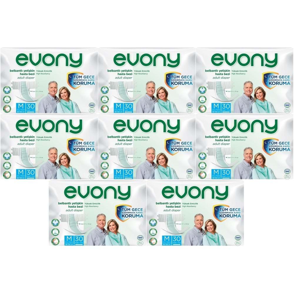 Evony Hasta Bezi Yetişkin Bel Bantlı Tekstil Yüzey M-Orta 240 Adet (8PK*30)