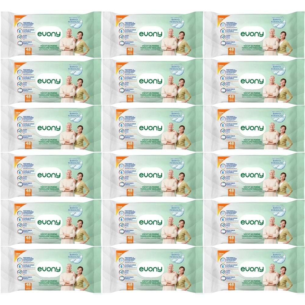 Evony Hasta Vücut Perine Temizleme Islak Mendil Havlu 48 Yaprak XL Banyo Ferahlığı (18 Li Set)