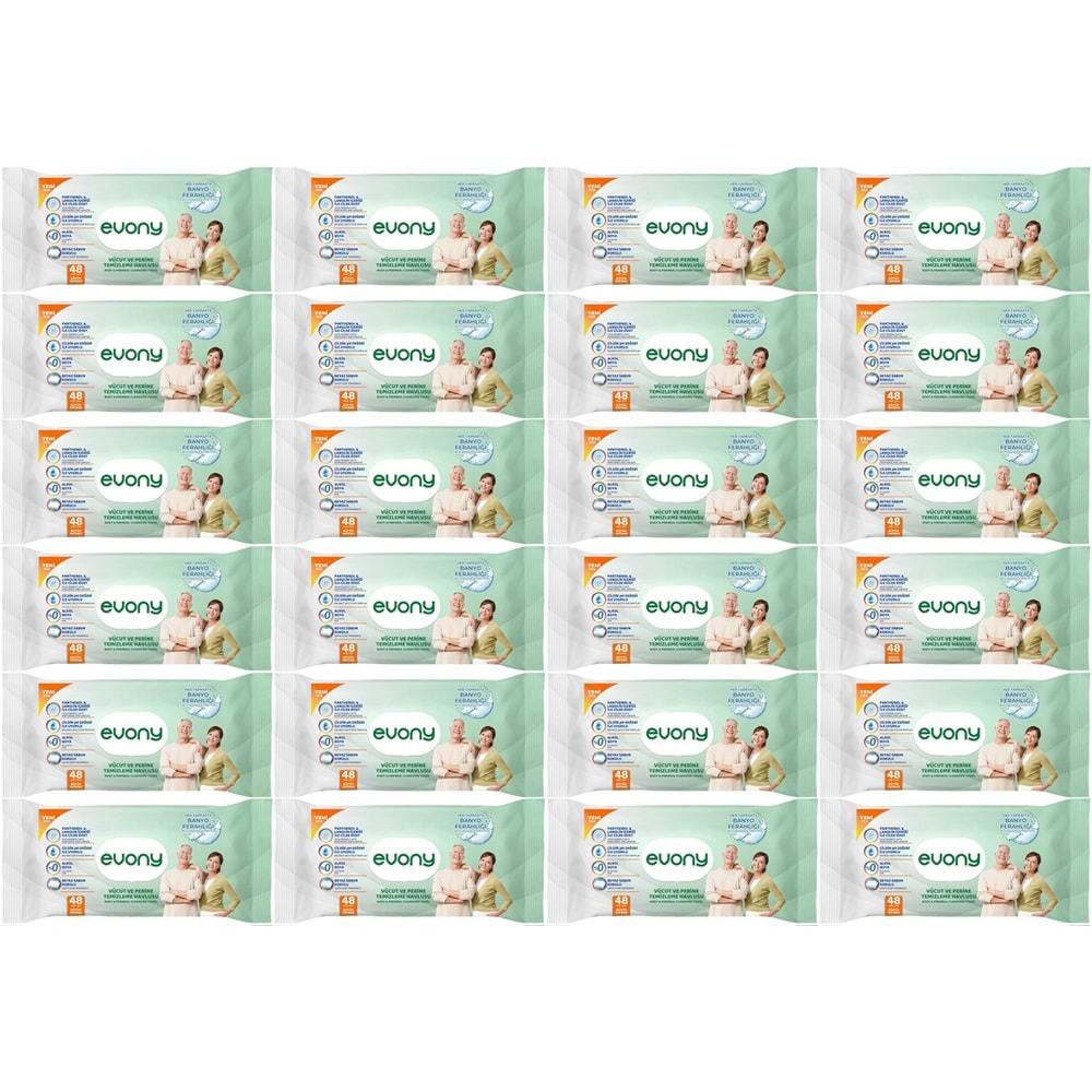 Evony Hasta Vücut Perine Temizleme Islak Mendil Havlu 48 Yaprak XL Banyo Ferahlığı (24 Lü Set)