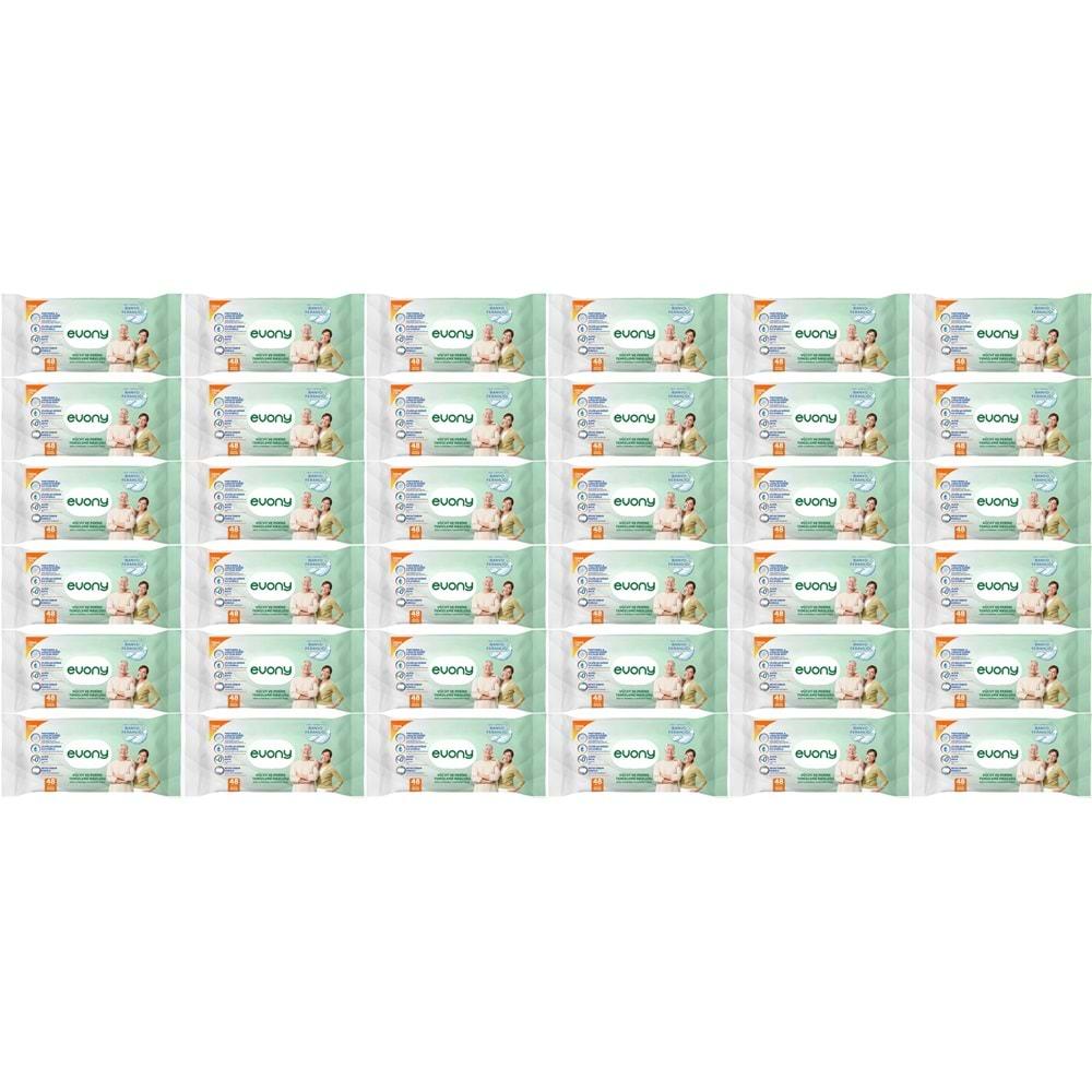 Evony Hasta Vücut Perine Temizleme Islak Mendil Havlu 48 Yaprak XL Banyo Ferahlığı (36 Lı Set)