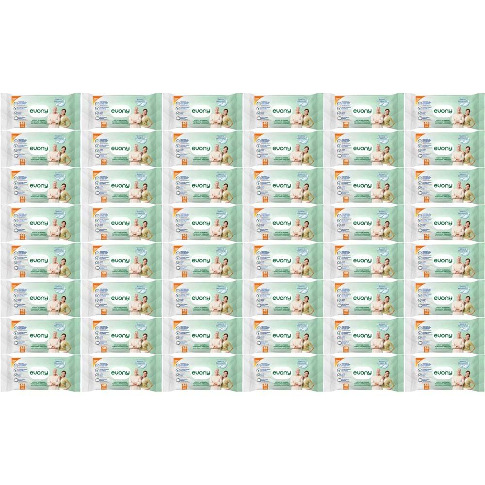 Evony Hasta Vücut Perine Temizleme Islak Mendil Havlu 48 Yaprak XL Banyo Ferahlığı (48 Li Set)
