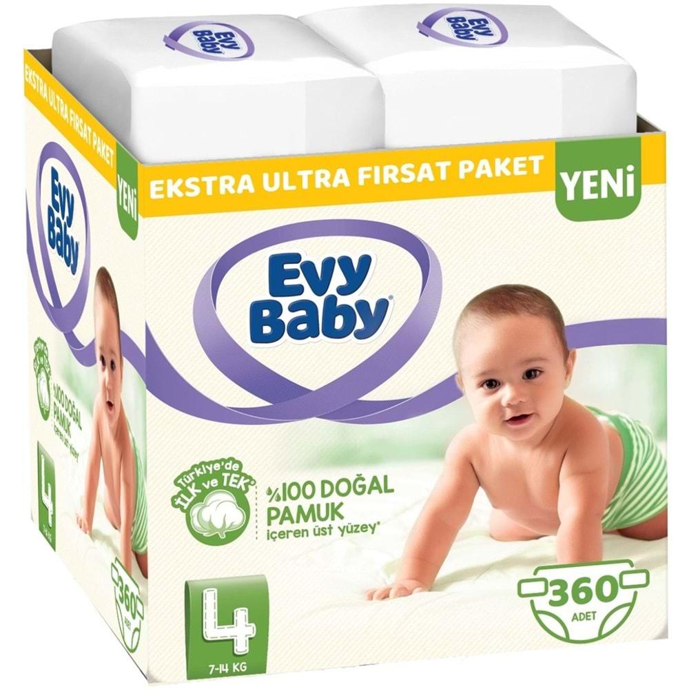 Evy Baby Bebek Bezi Beden:4 (7-14Kg) Maxi 360 Adet Ekstra Ultra Fırsat Pk