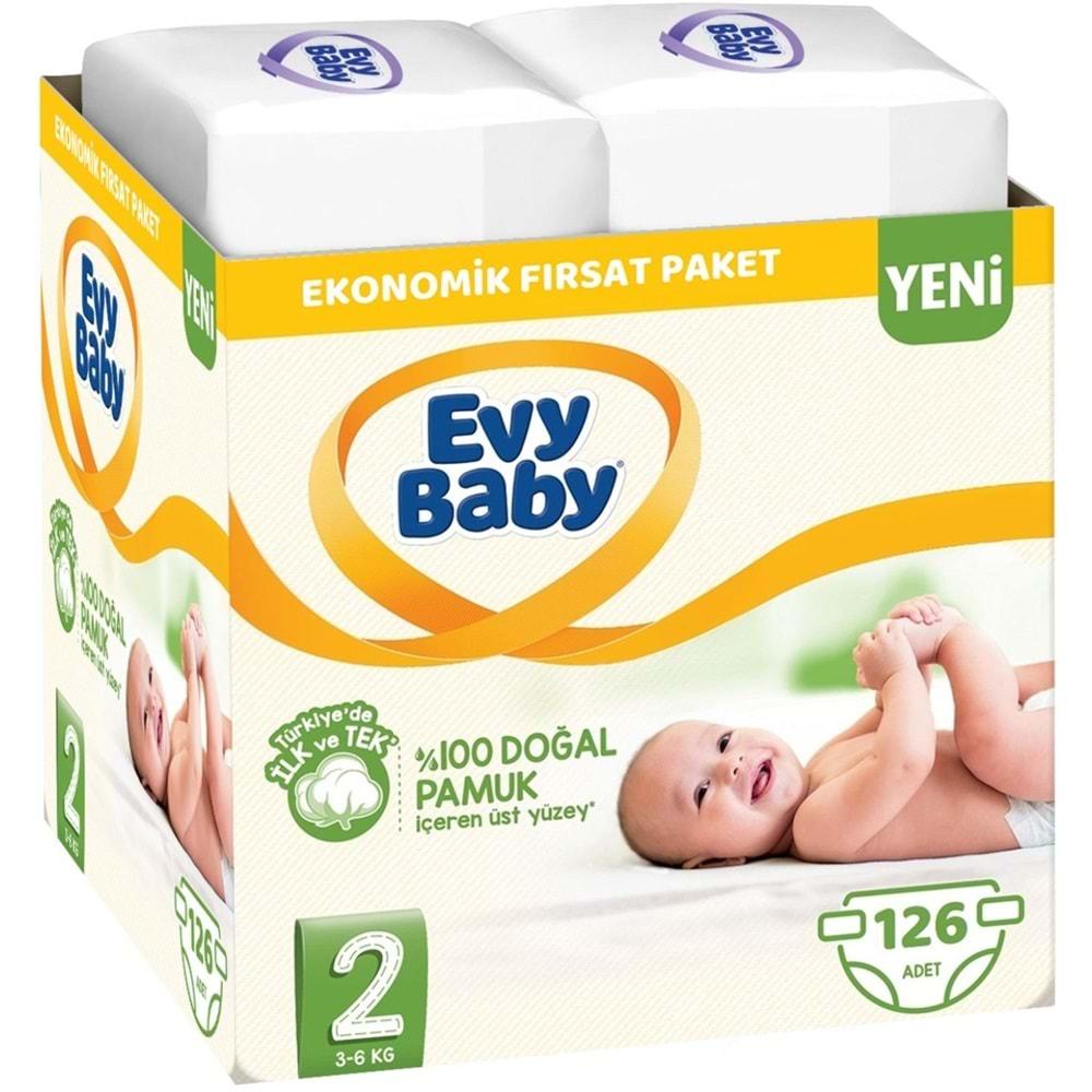 Evy Baby Bebek Bezi Beden:2 (3-6Kg) Mini 126 Adet Ekonomik Fırsat Pk