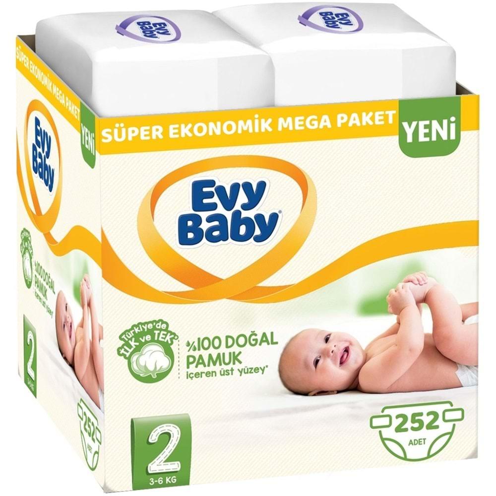 Evy Baby Bebek Bezi Beden:2 (3-6Kg) Mini 252 Adet Süper Ekonomik Mega Pk