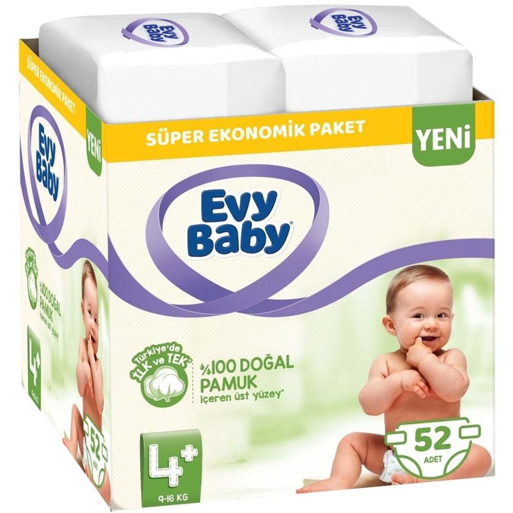 Evy Baby Bebek Bezi Beden:4+ (9-16Kg) Maxi Plus 52 Adet Süper Ekonomik Pk