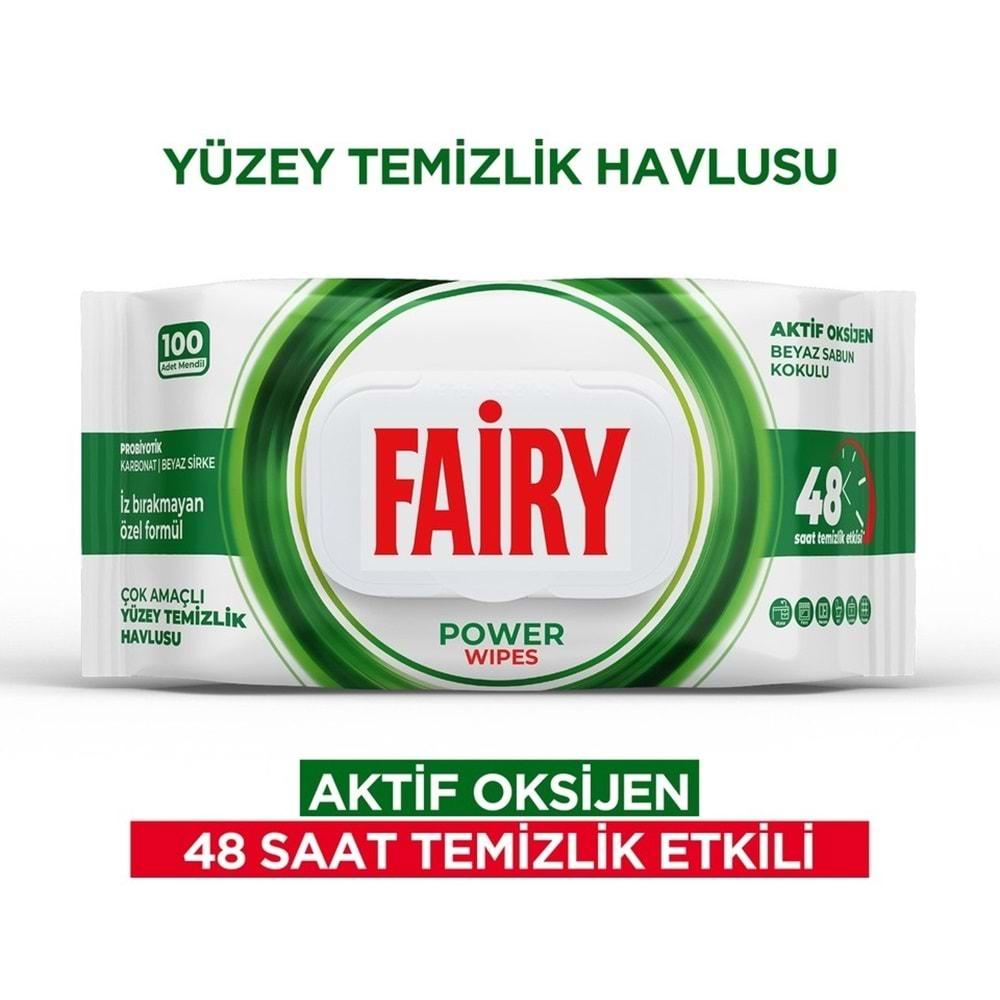 Fairy Yüzey Temizlik Havlusu 100 Yaprak Aktif Oksijen - Beyaz Sabun - Karbonat (5 Li Set) 500 Yaprak