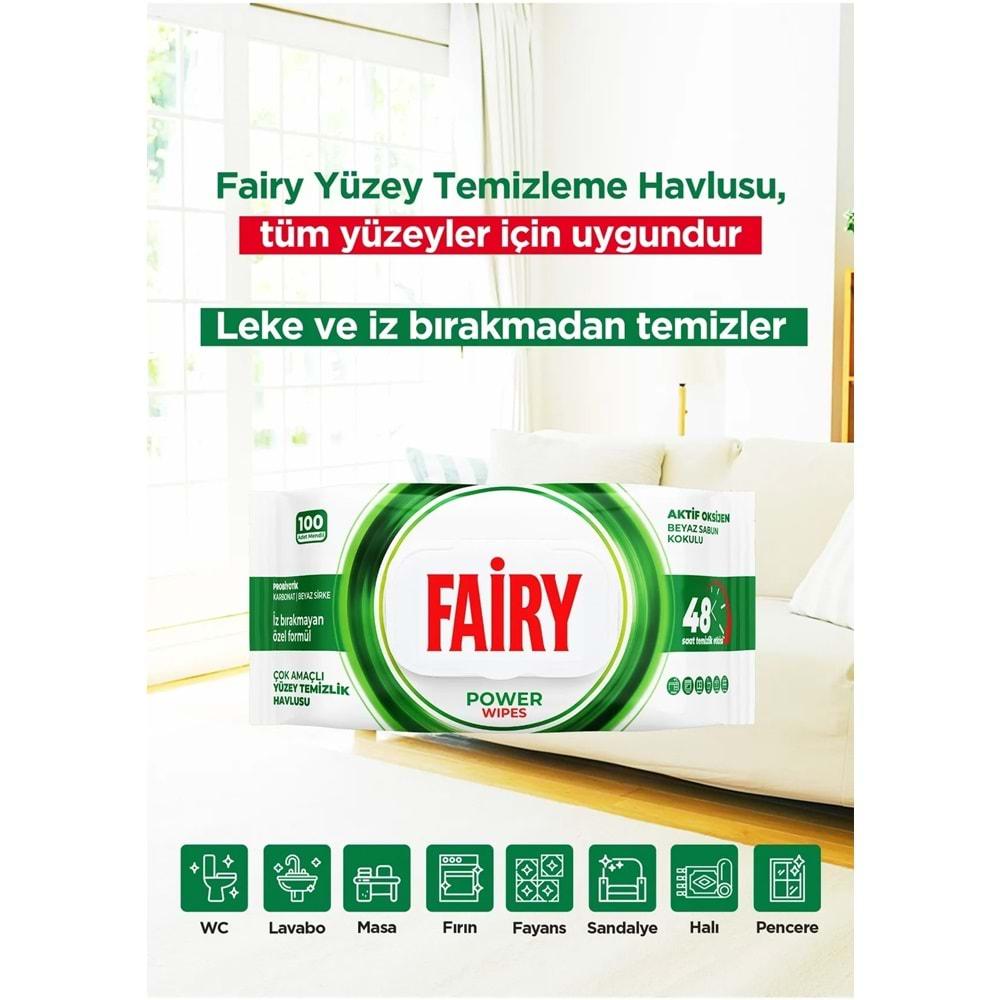 Fairy Yüzey Temizlik Havlusu 100 Yaprak Aktif Oksijen - Beyaz Sabun - Karbonat (5 Li Set) 500 Yaprak
