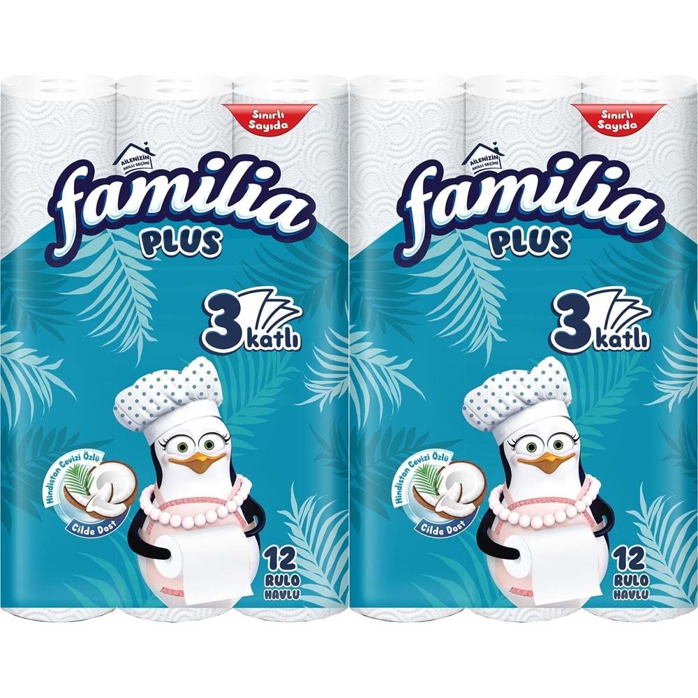 Familia Plus Kağıt Havlu 3 Katlı Coconut Özlü 24 Lü Paket (2Pk*12)