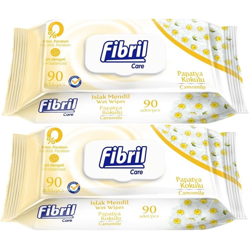 Fibril Islak Havlu Mendil 90 Yaprak Papatya Plastik Kapaklı (2 Li Set) 180 Yaprak