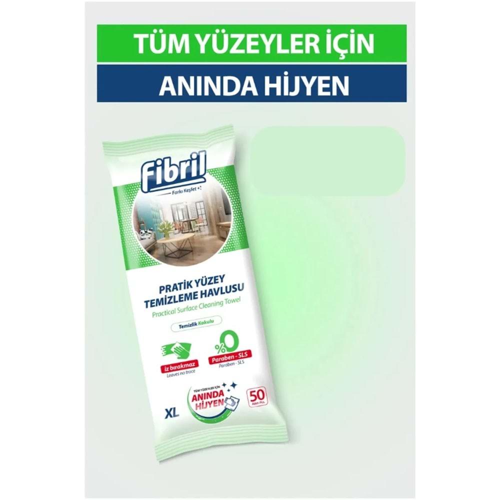 Fibril Yüzey Temizlik Havlusu 50 Yaprak XL Temizlik Kokulu 3 Lü Set 150 Yaprak Plastik Kapaklı