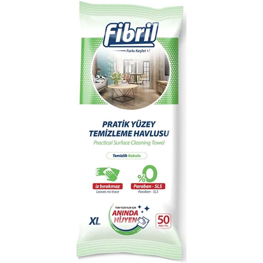 Fibril Yüzey Temizlik Havlusu 50 Yaprak XL Temizlik Kokulu 5 Li Set 250 Yaprak Plastik Kapaklı