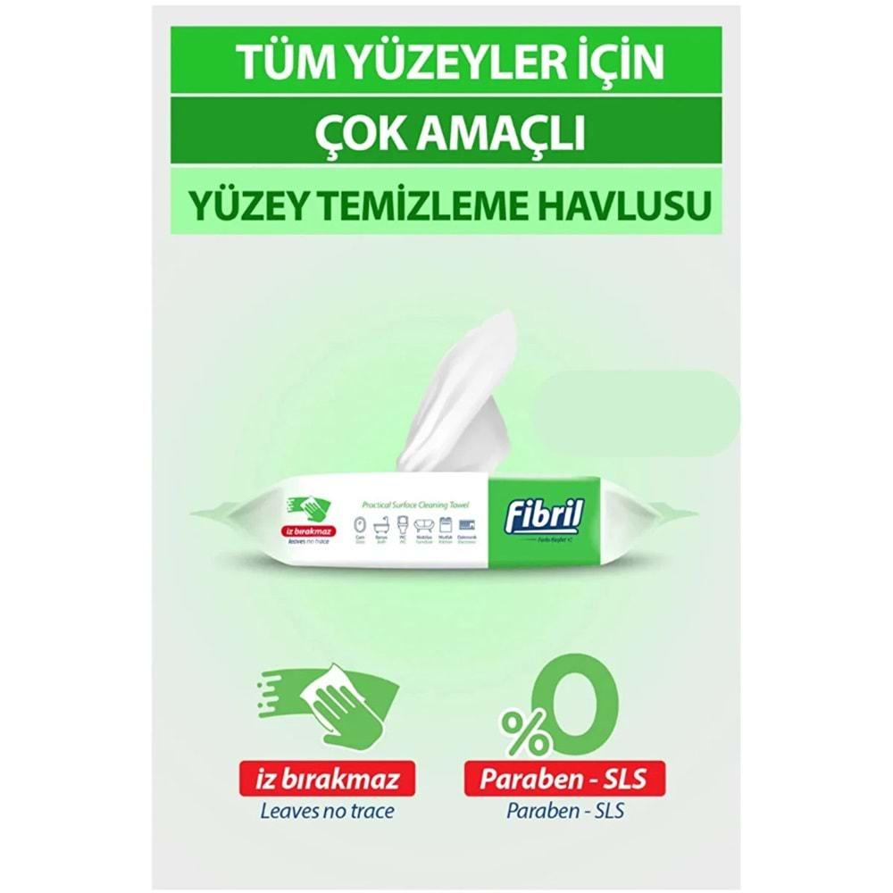 Fibril Yüzey Temizlik Havlusu 50 Yaprak XL Temizlik Kokulu 12 Li Set 600 Yaprak Plastik Kapaklı