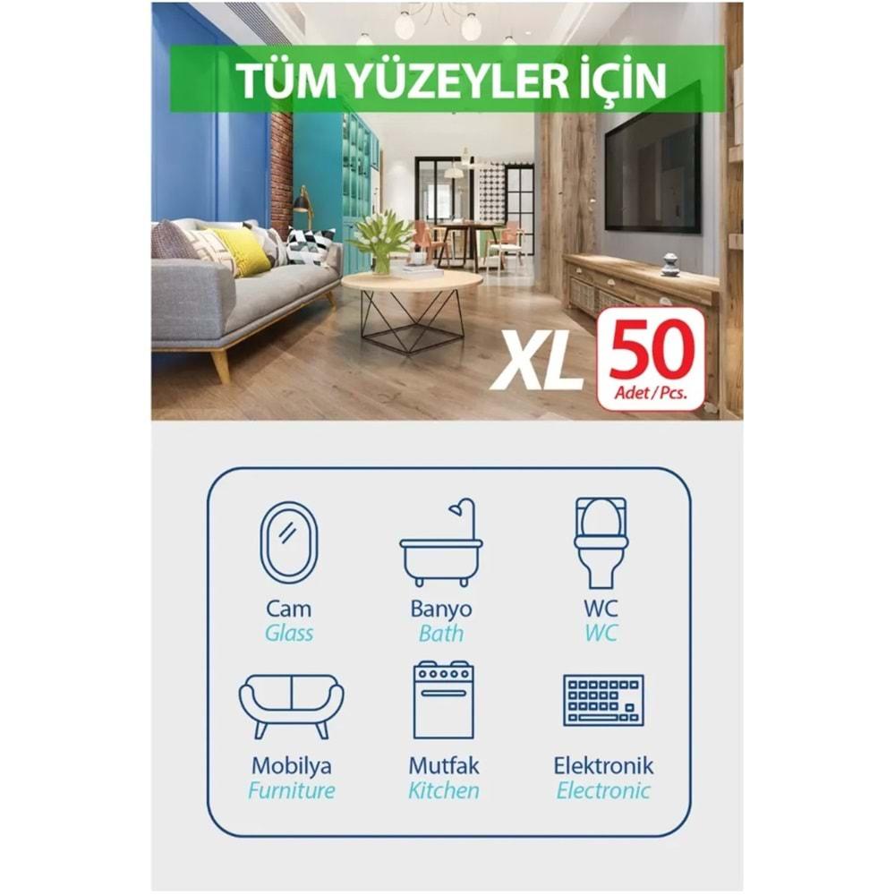 Fibril Yüzey Temizlik Havlusu 50 Yaprak XL Temizlik Kokulu 24 Lü Set 1200 Yaprak Plastik Kapaklı