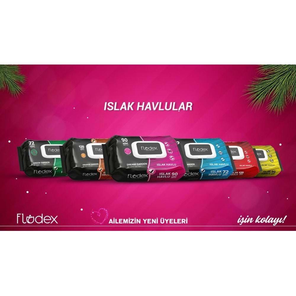 Flodex Islak Havlu Mendil 120 Yaprak Orange Garden (9 Lu Set) 1080 Yaprak Plastik Kapaklı