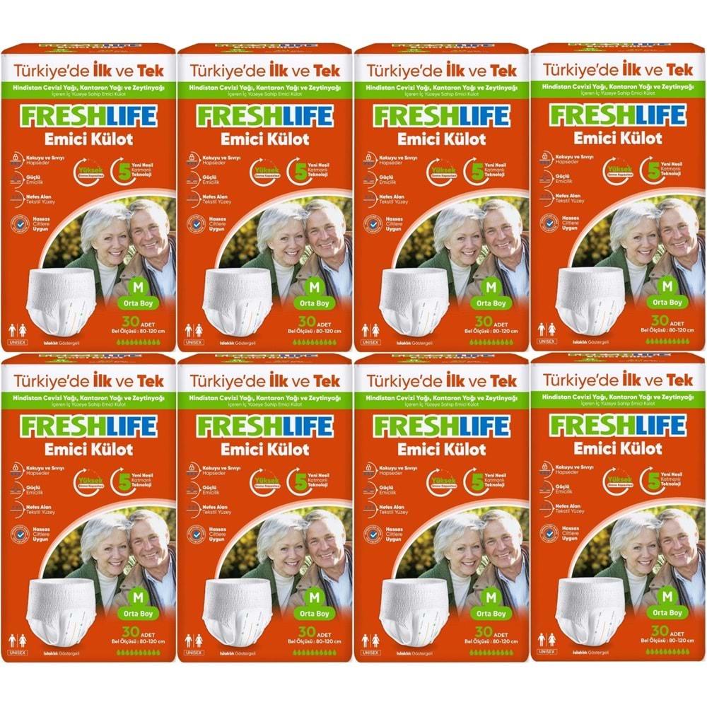 FreshLife Emici Külot Hasta Bezi Medium - Orta - M 240 Adet (8PK*30)