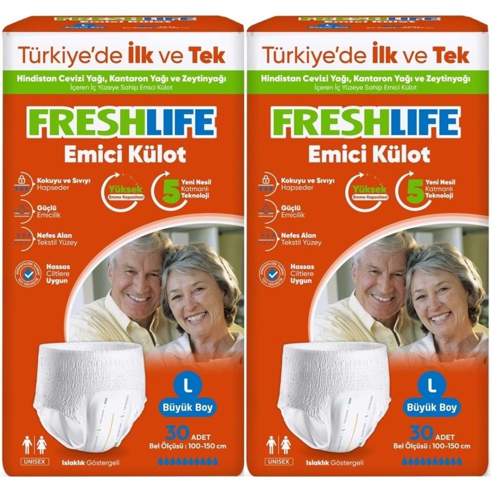 FreshLife Emici Külot Hasta Bezi Large - Büyük - L 60 Adet (2PK*30)