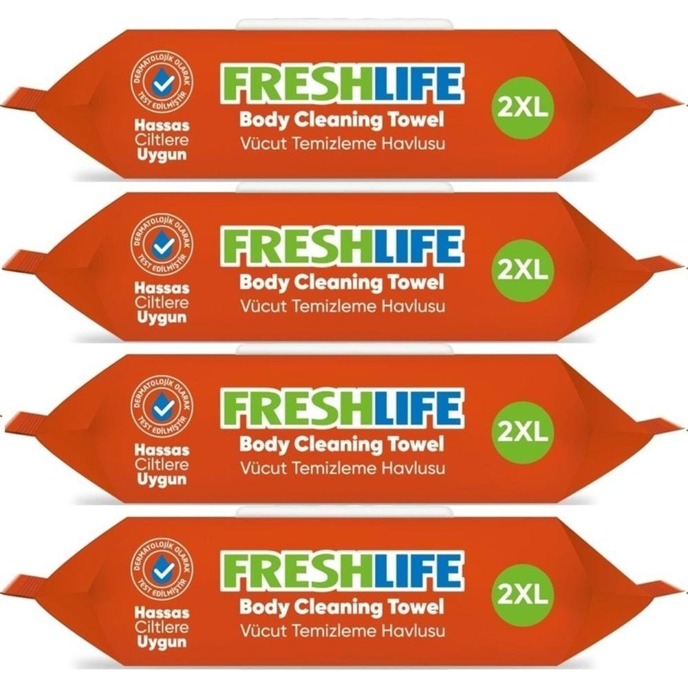 Freshlife Hasta Vücut Temizleme Islak Mendil Havlu 50 Yaprak XL (4 Lü Set)