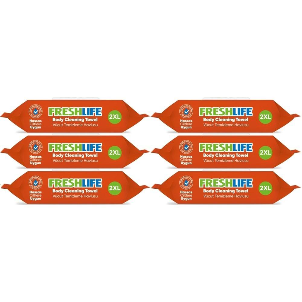 Freshlife Hasta Vücut Temizleme Islak Mendil Havlu 50 Yaprak XL (6 Lı Set)