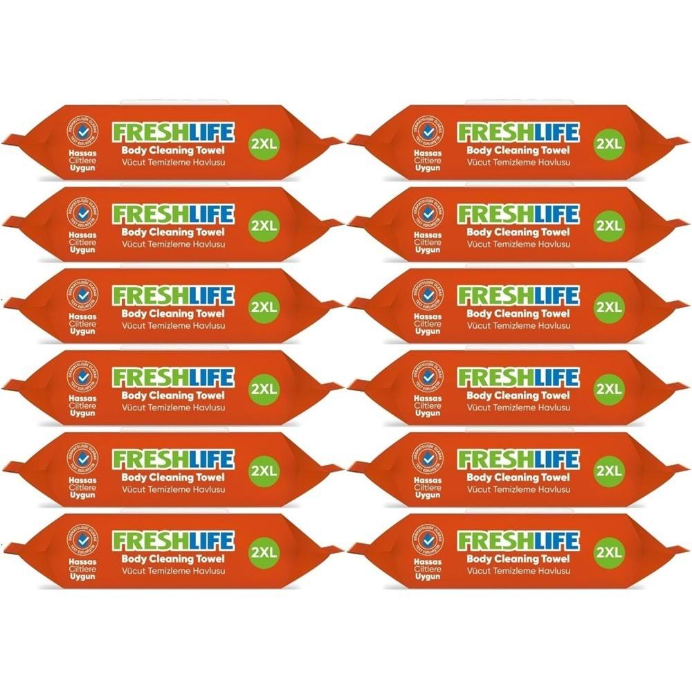 Freshlife Hasta Vücut Temizleme Islak Mendil Havlu 50 Yaprak XL (12 Li Set)