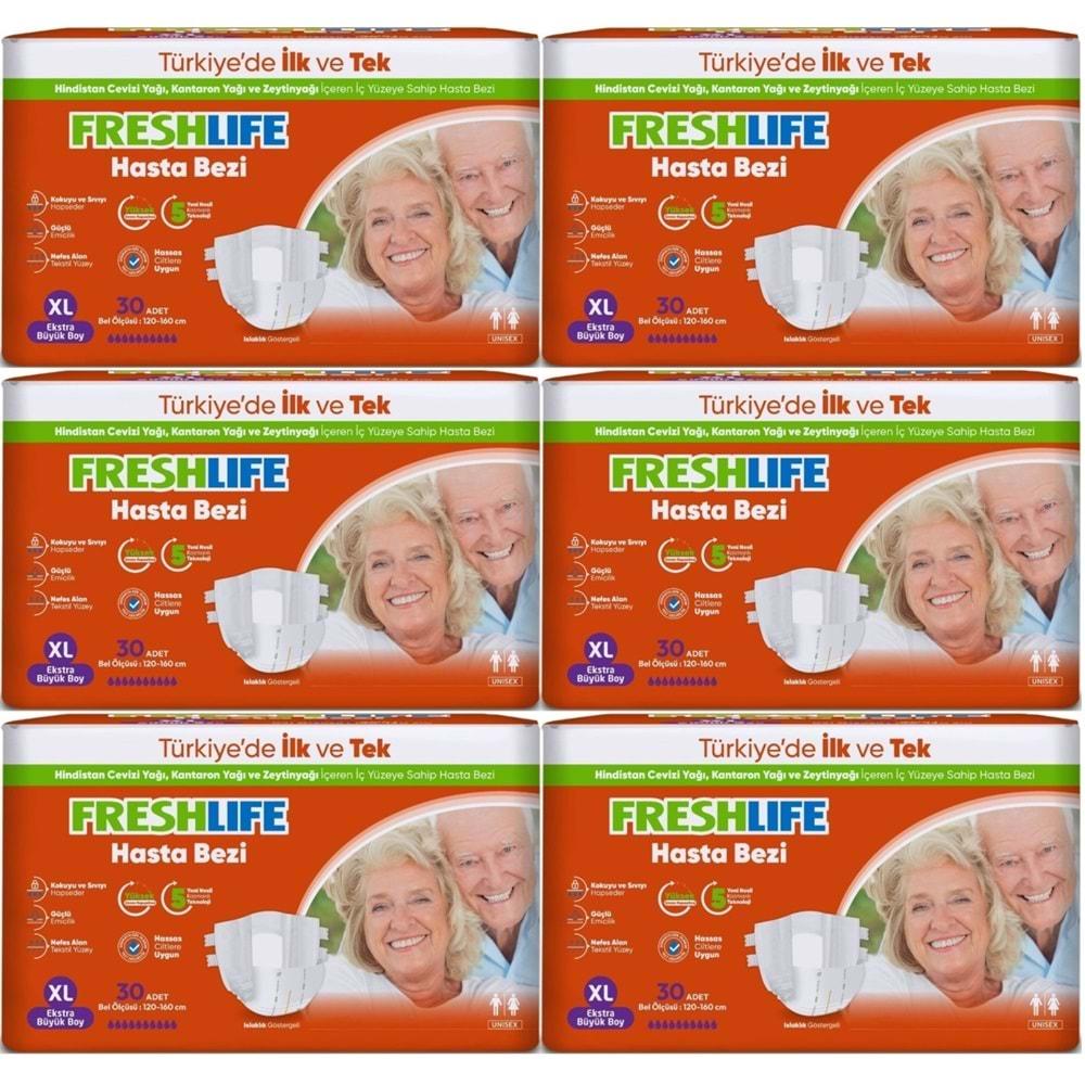 FreshLife Yetişkin Hasta Bezi Bel Bantlı XL - Ekstra Large - Extra Large 180 Adet (6PK*30)