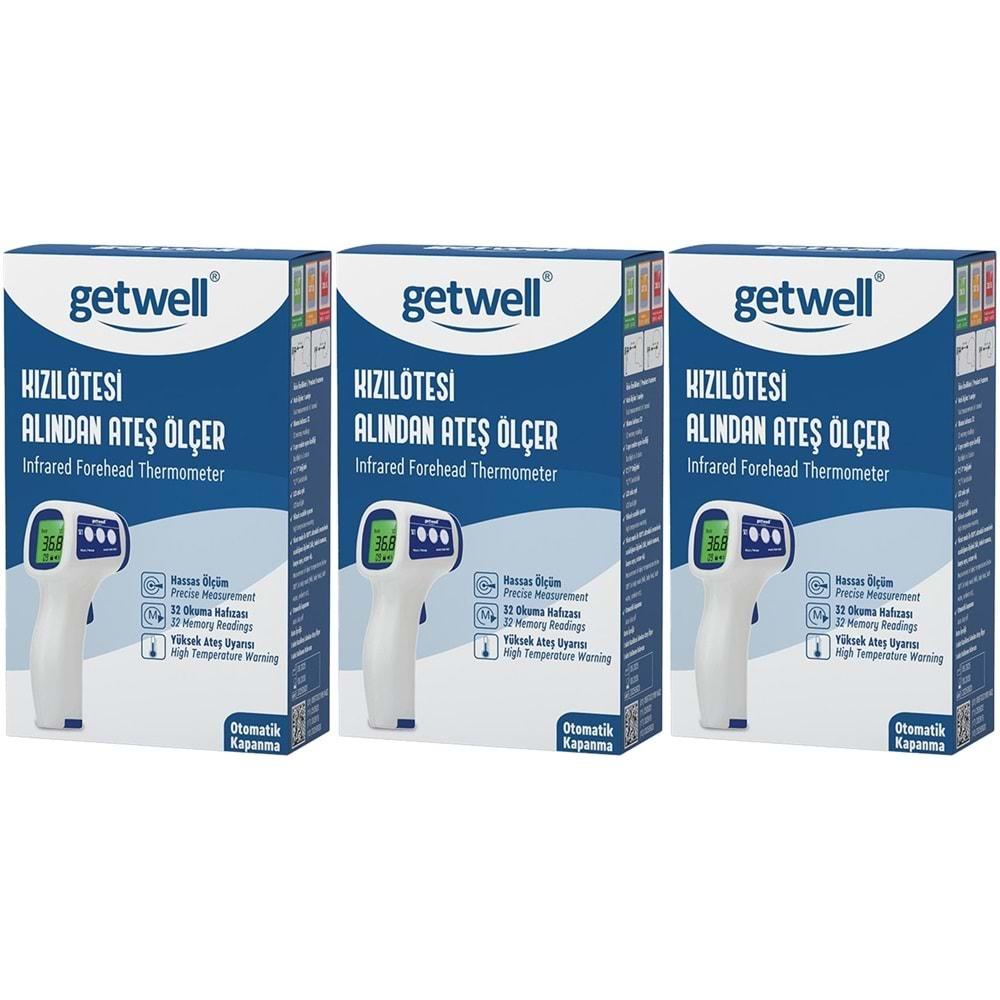 Getwell Ateş Ölçer Kızıl Ötesi Alından - Temassız - Uzaktan (Yetişkin & Bebek & Çocuk) (3 Lü Set)