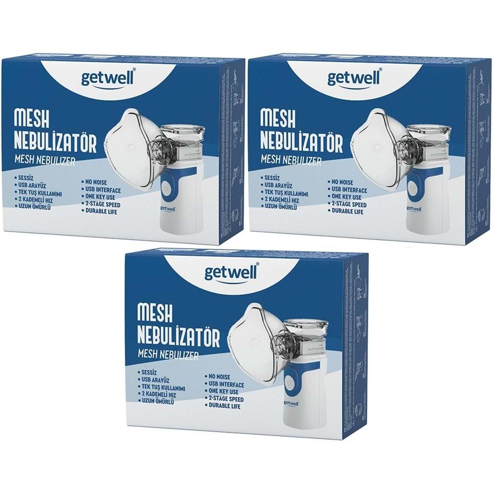 Getwell Mesh Nebulizatör Şarjlı - Sessiz - Taşınabilir (Yetişkinler ve Çocuklar için) (3 Lü Set)