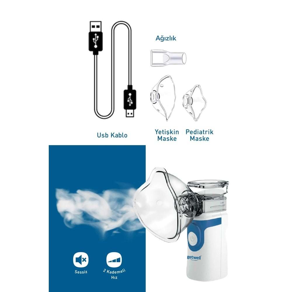 Getwell Mesh Nebulizatör Şarjlı - Sessiz - Taşınabilir (Yetişkinler ve Çocuklar için) (3 Lü Set)