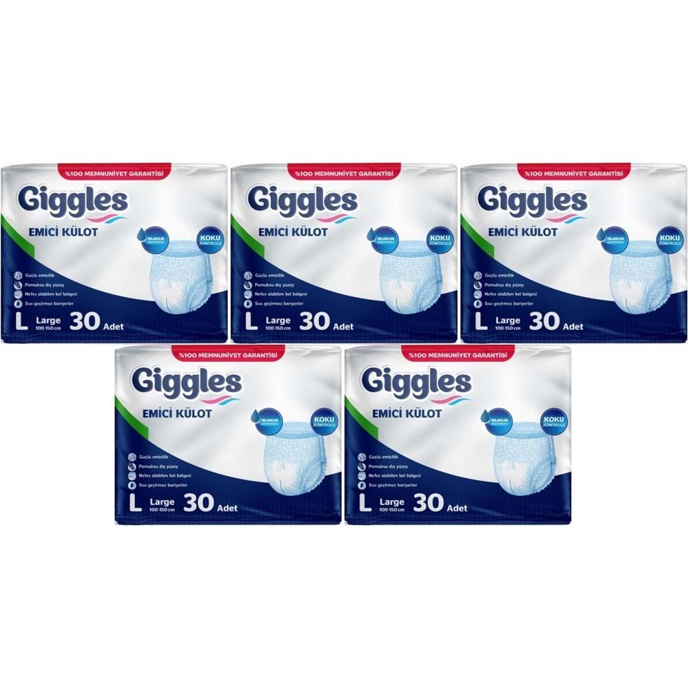 Giggles Hasta Bezi Yetişkin Emici Külot L-Büyük 150 Adet (5Pk*30)