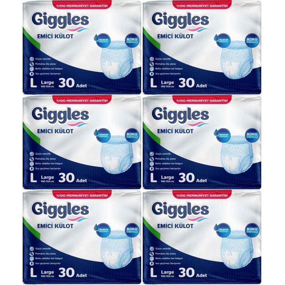 Giggles Hasta Bezi Yetişkin Emici Külot L-Büyük 180 Adet (6Pk*30)