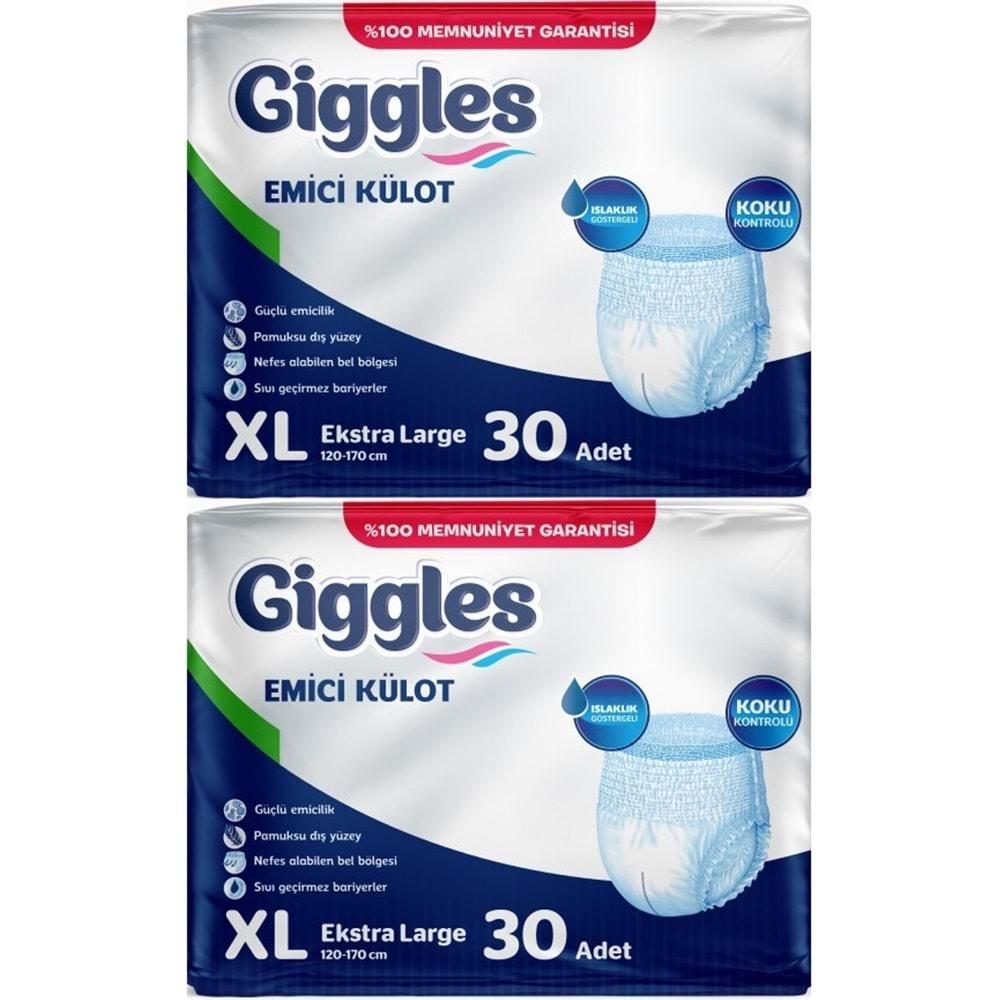 Giggles Hasta Bezi Yetişkin Emici Külot Ekstra Büyük (XL) 60 Adet (2Pk*30)