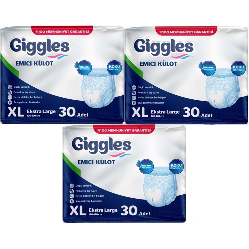 Giggles Hasta Bezi Yetişkin Emici Külot Ekstra Büyük (XL) 90 Adet (3Pk*30)