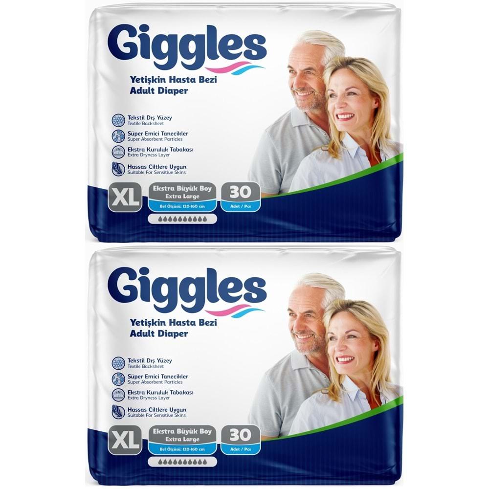 Giggles Hasta Bezi Yetişkin Bel Bantlı Tekstil Yüzey Ekstra Büyük (XL) 60 Adet (2PK*30)