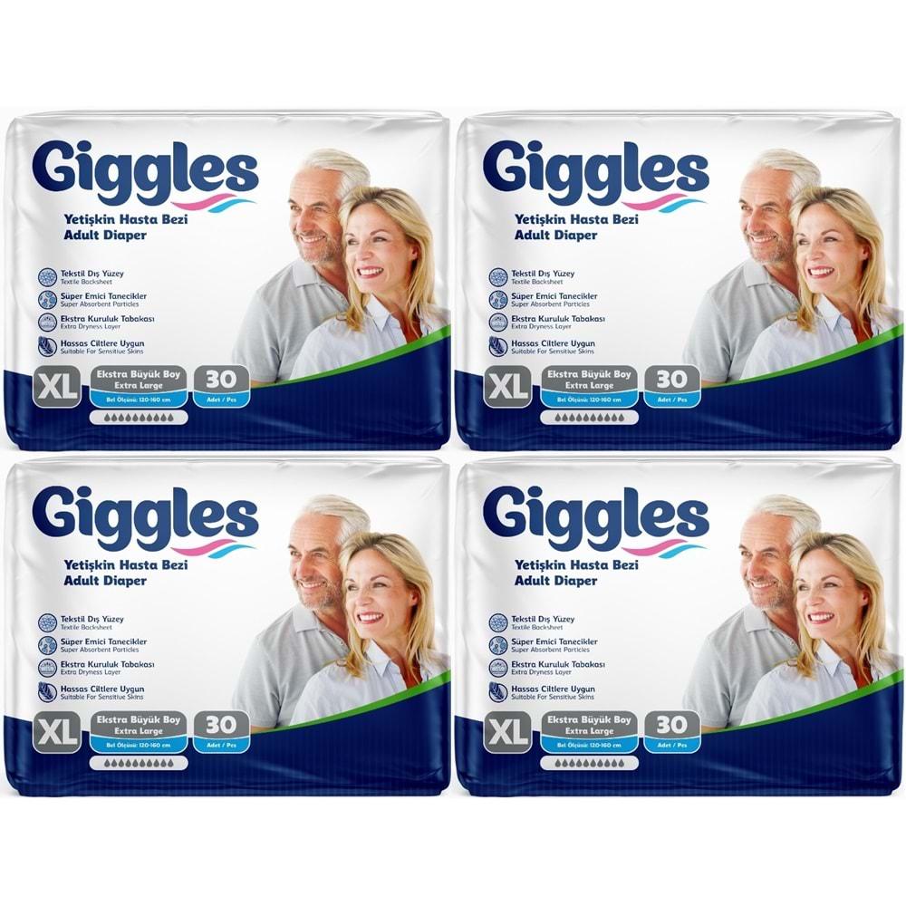 Giggles Hasta Bezi Yetişkin Bel Bantlı Tekstil Yüzey Ekstra Büyük (XL) 120 Adet (4PK*30)