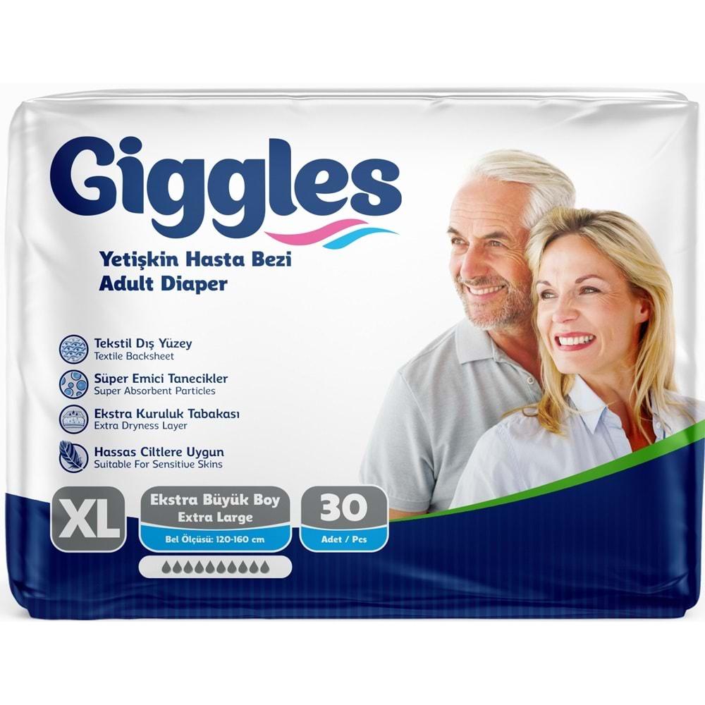 Giggles Hasta Bezi Yetişkin Bel Bantlı Tekstil Yüzey Ekstra Büyük (XL) 150 Adet (5PK*30)