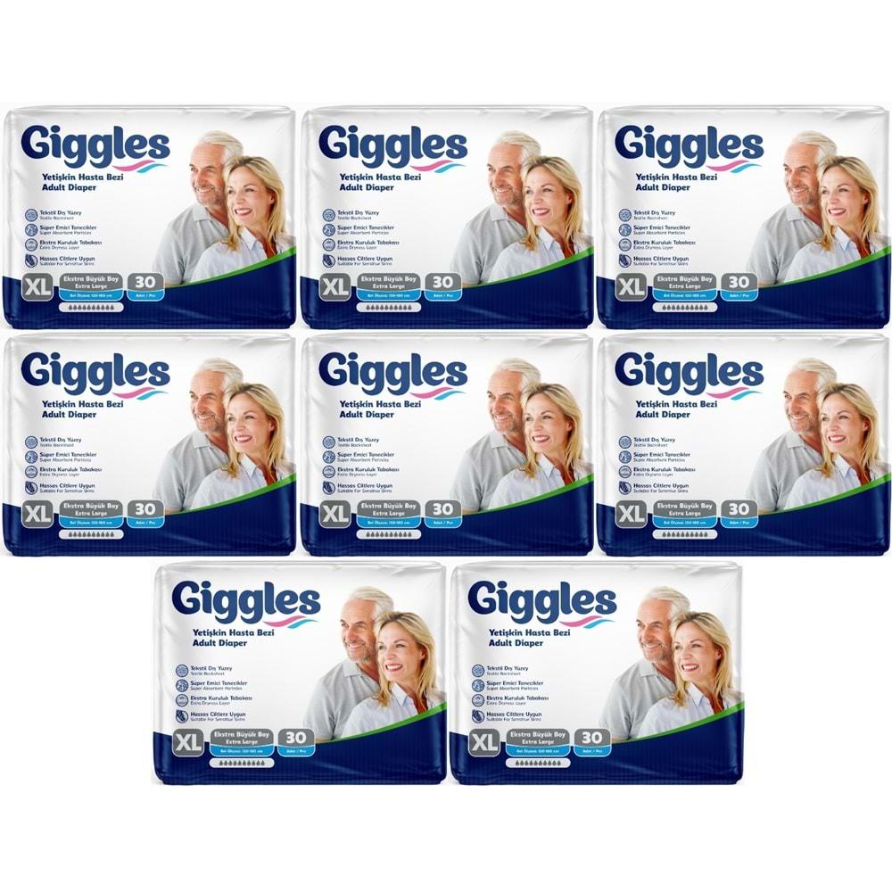 Giggles Hasta Bezi Yetişkin Bel Bantlı Tekstil Yüzey Ekstra Büyük (XL) 240 Adet (8PK*30)